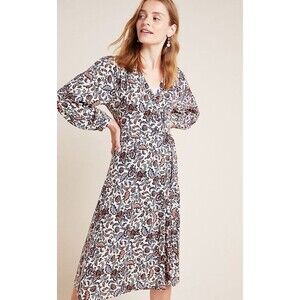 Velvet by Graham & Spencer Anthropologie Nadia Printed Wrap Dress Size M EUC!!